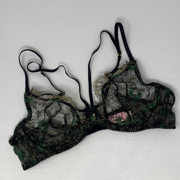 Agent Provocateur Castalia Black Gold Bra 36B - Picture 8 of 16